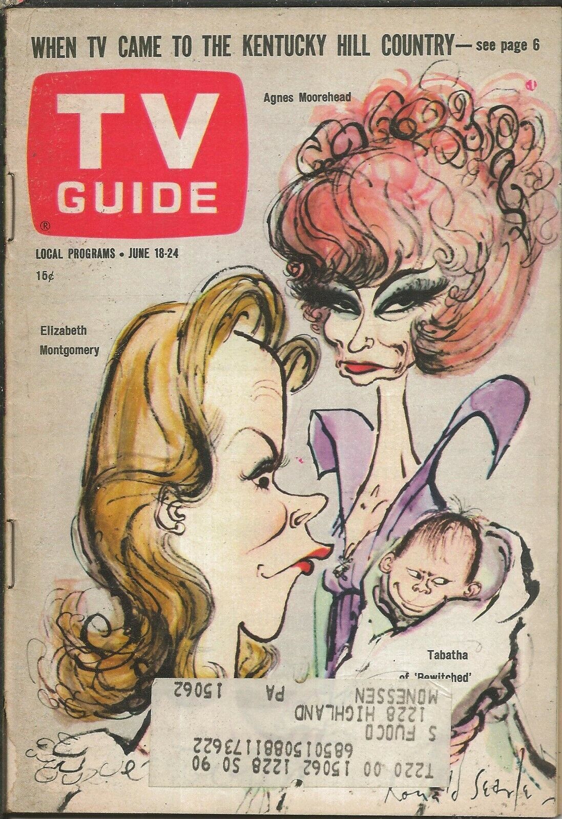 ORIGINAL Vintage June 18, 1966 TV Guide Bewitched Elizabeth Montgomery ...