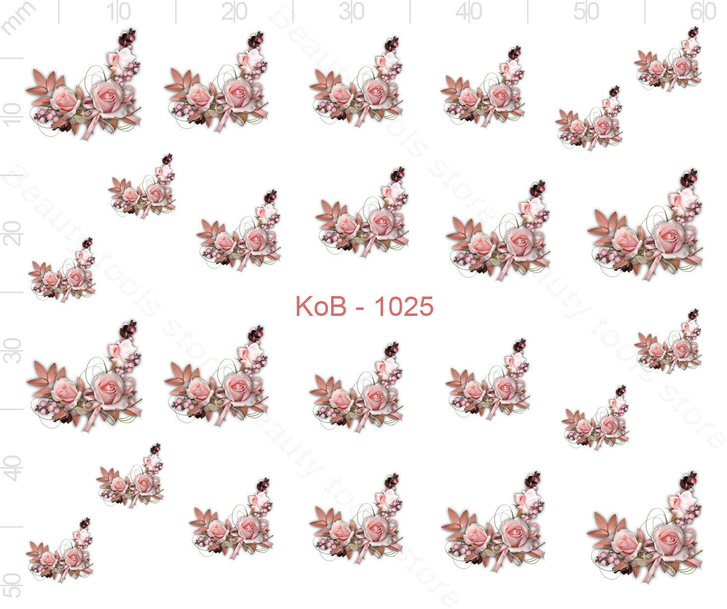 Nail Art Water Transfer Stickers Decal Pretty Pink Roses Flowers KoB-1025