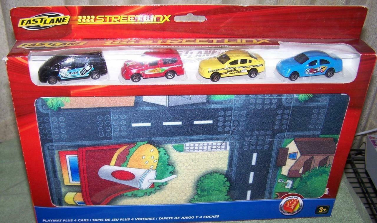 Primary image for Fast Lane Streetlinx Playmat Plus 4 Cars New