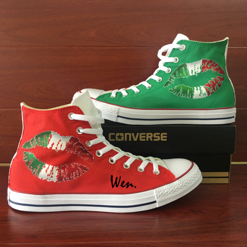 Italy Flag Design Converse Chuck Taylor Hand Painted Shoes High Top ...