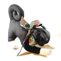 Vtg Stuffed Animal  BLACK CAT Canvas Broadcloth Fabric Hand Made Painted... - $12.50