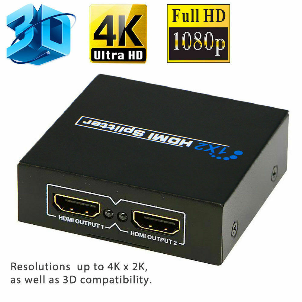 HDMI 1 in 2 out 1080p 4K 1x2 HDCP Stripper 3D Splitter Power Signal