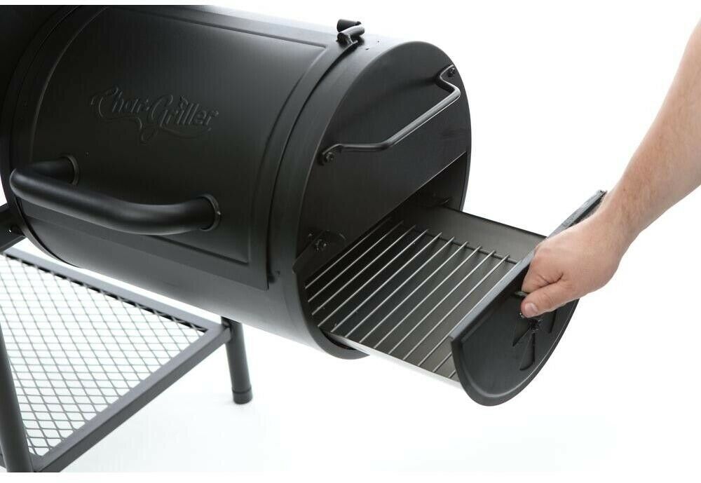 Char-Griller Barrel Grill Horizontal Smoker Charcoal Fuel Warming Rack ...