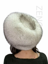 Natural White Fox Fur Full Hat Saga Furs All Fur Round Hat Adjustable image 3