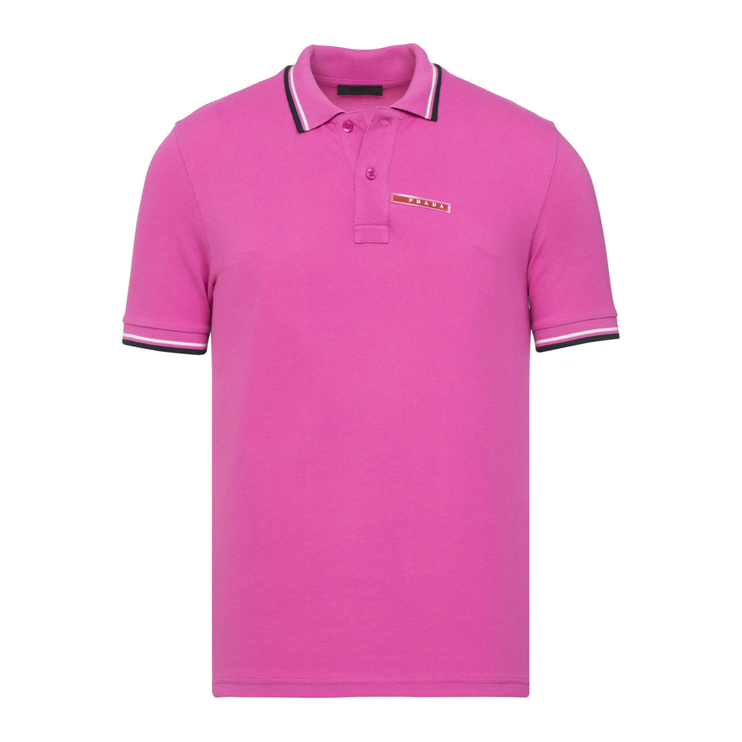 Image of BRAND NEW MENS PRADA PINK SIGNATURE COTTON POLO SHIRT