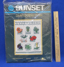 Sunset Counted Cross Stitch Craft Kit Vegetables Favorites Corn Peas # 2931 - $14.84