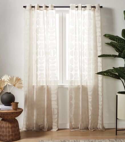 Studio 3B™ Semicircle Sheer 84 & 95 Window Curtain Panel in Linen & White