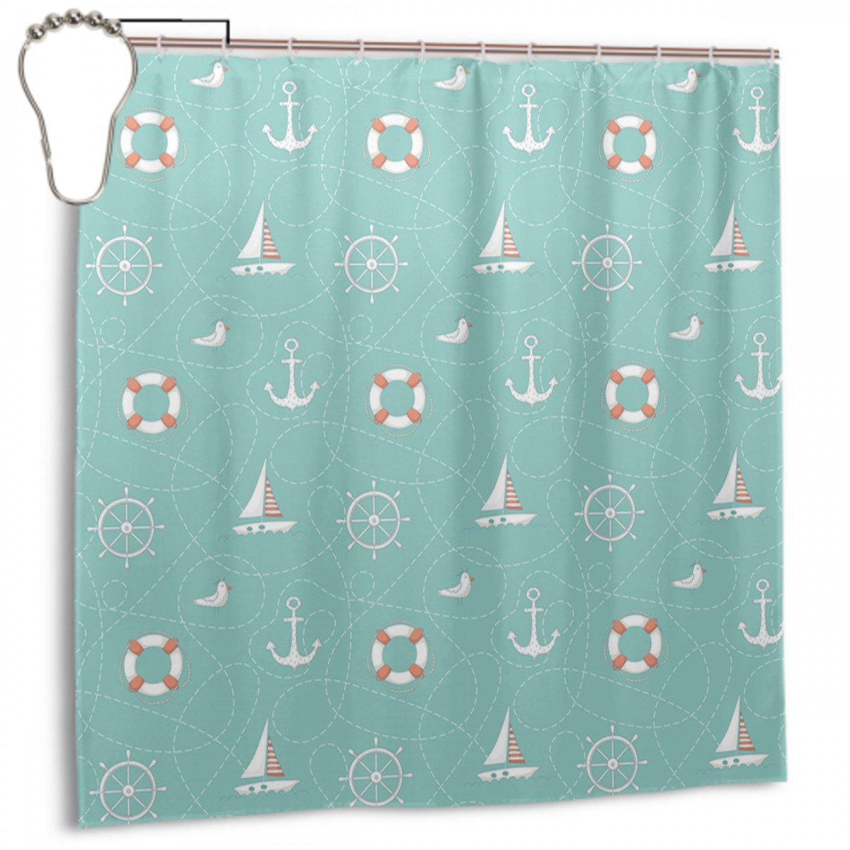 Nautical Seagull Helm Shower Curtain - Shower Curtains