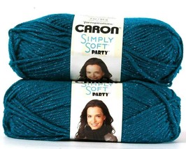 2 Count Yarnspirations 3 Oz Caron Simply Soft Party 0004 Teal Sparkle Yarn