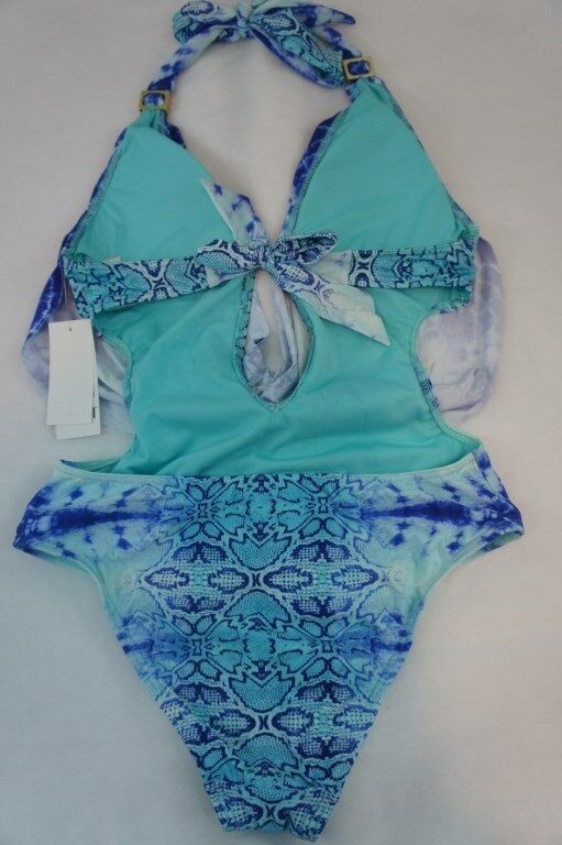 Bar III One Piece Sz XS Aqua Blue Cowl Monokini Swimsuit Swimwear ...