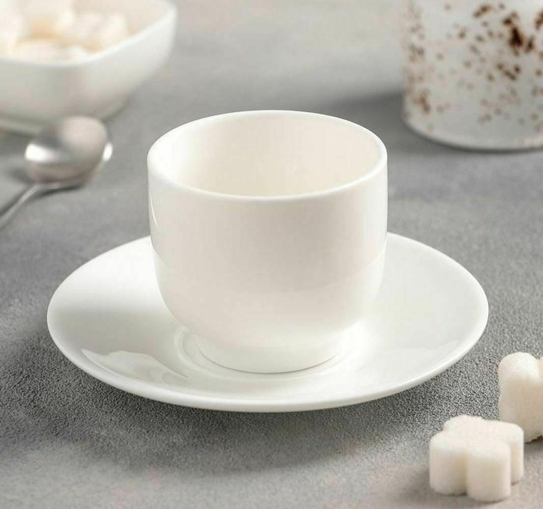 [C *] Fine Porcelain 5 Oz | 150 Ml Tea Cup & Saucer WL-993021AB