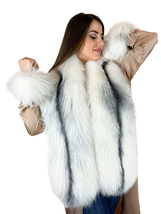 Double Sided Arctic Marble Fox Fur Stole 63'' (160cm) + Tails / Cuffs / Headband image 1