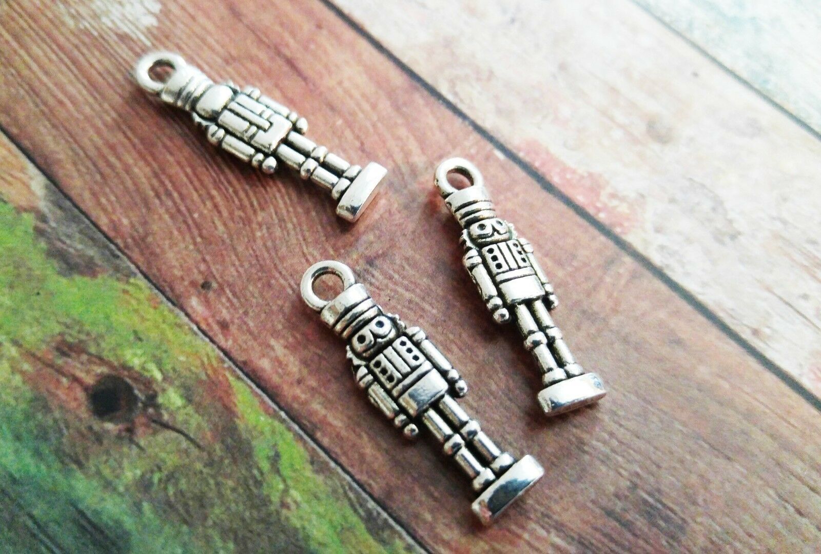 Moments Of Beauty - 10 nutcracker charms pendants antiqued silver christmas charms 2 sided 27mm