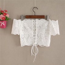 Bridesmaid Lace Crop Tops Short Sleeve Off Shoulder Wedding Lace Tops Plus Size image 3