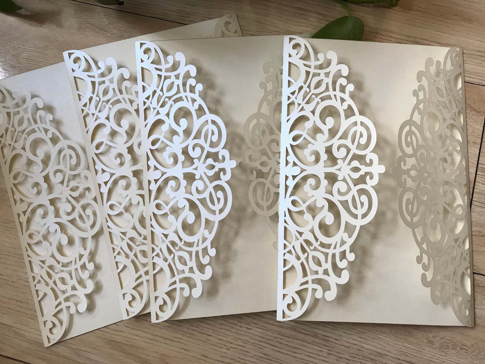 50pcs Cream laser cut invitation,floral invitation cards,wedding Invite ...