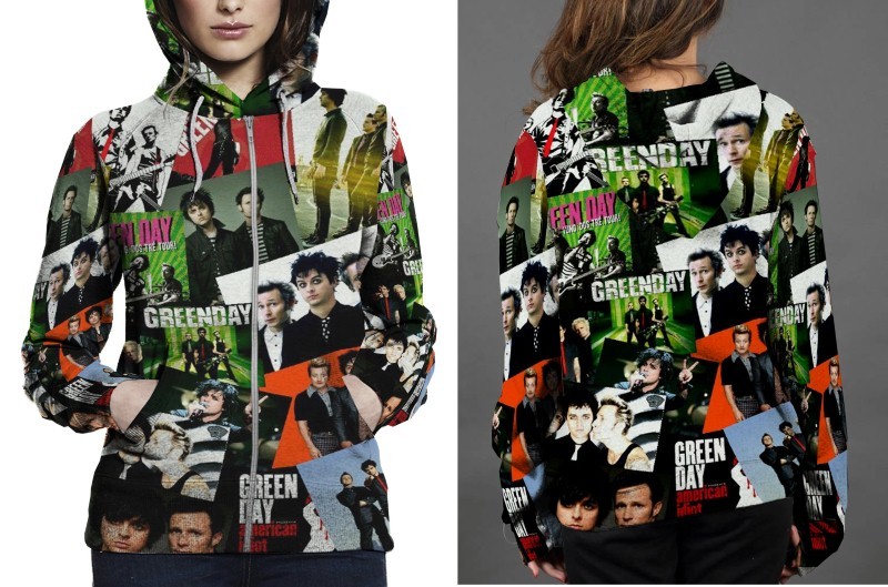 Unbranded - Green day photos tour hoodie zipper fullprint women