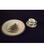 Spode Christmas Tree 10 5/8&quot; Dinner Plate, Cup &amp; Saucer S3324-Y NOS - $29.70