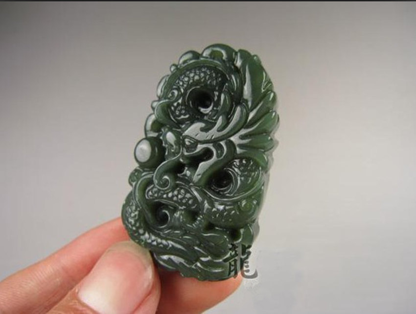 Free Shipping - Amulet auspicious jade Dragon Natural Green jadeite ...