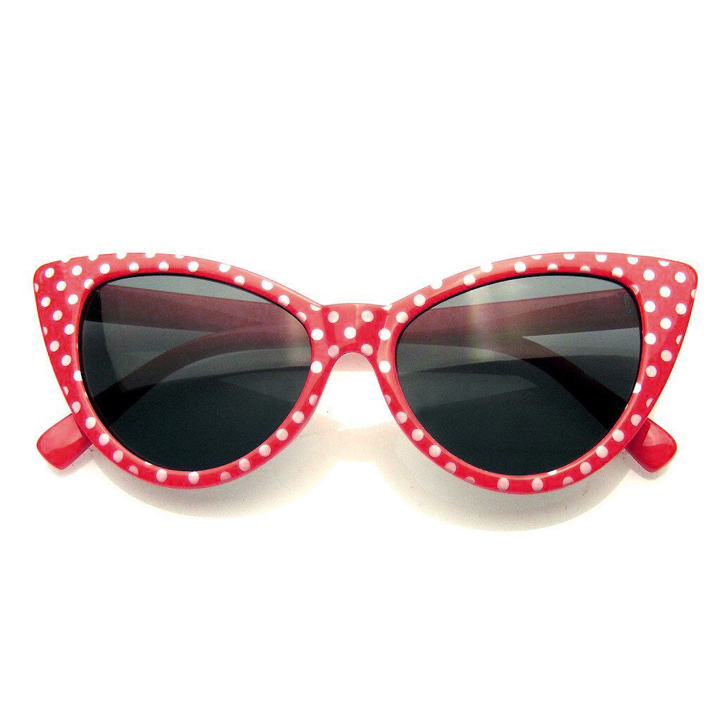 Polka Dot Cat Eye Womens Fashion Mod Super Cat Sunglasses Sunglasses 