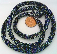 Black Rainbow Bead Crochet Rope Choker  - $10.48