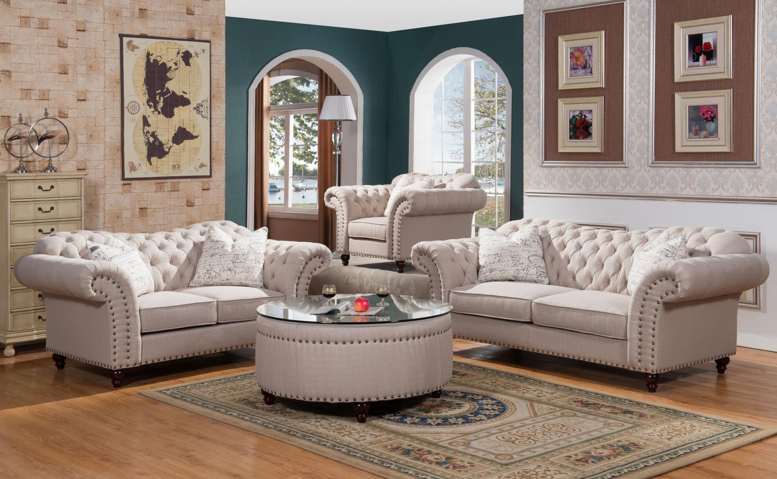 living room sofa set tufted