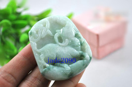 Free Shipping -  jadeite jade ox , Elegant Natural green ox jadeite jade charm P - $25.99