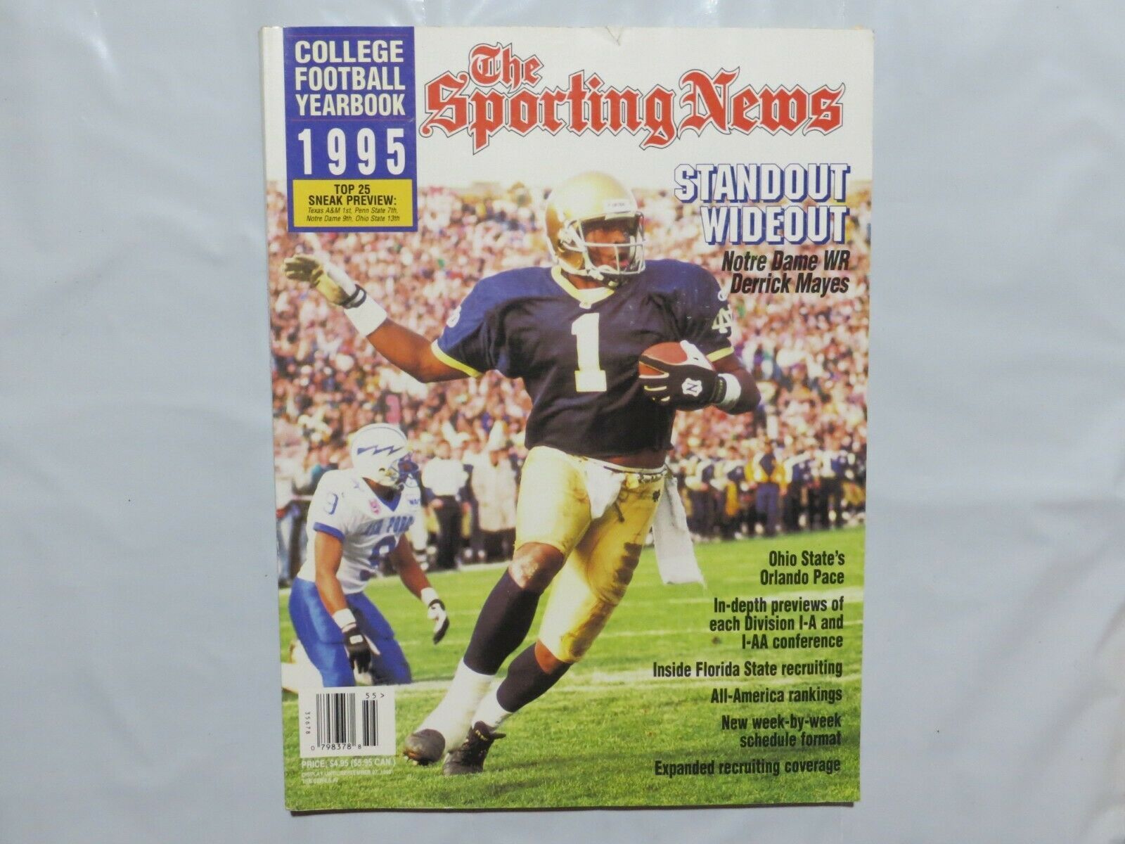 Sporting News College Football Yearbook 1995 Derric Mayes 2E Magazines