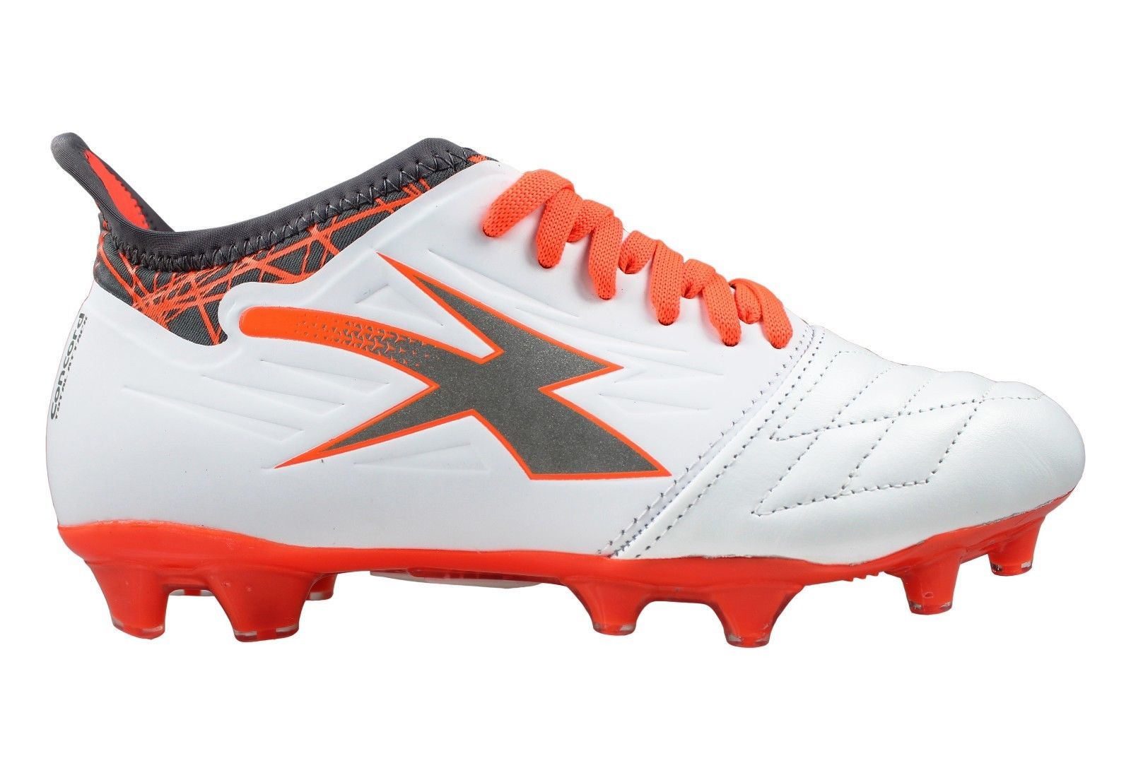 white and orange soccer cleats