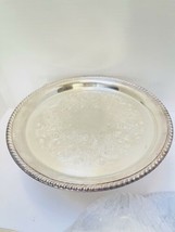 William Rogers 171 Silver Plate Bar Tray 12-in Round Etched Serving Platter - $24.70