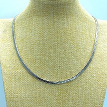 Vintage Trifari Herringbone Necklace in Silver Tone 18&quot; Reversible - $24.95
