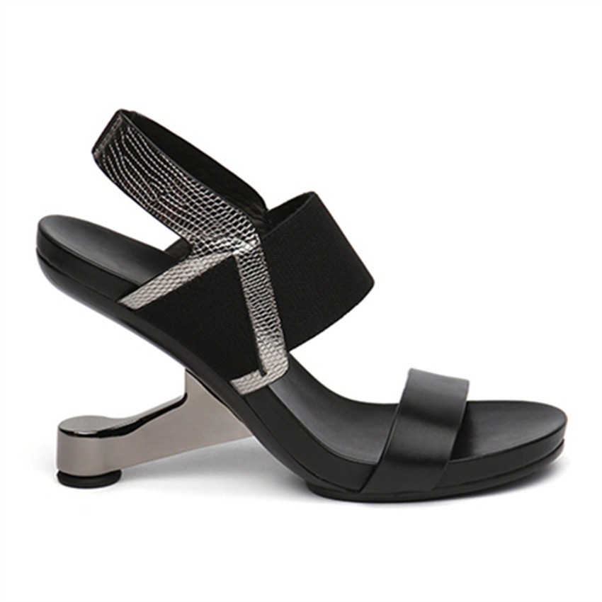 Image of Mix Color Block Strange High Heel Summer Ladie Sandals Woman Platform Rome Pumps