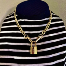 New Louis Vuitton Gold-Tone Lock with 18" Curb Chain Necklace - $89.00