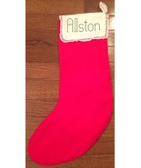Christmas Stocking Handmade Cross Stitch RED Personalized ALLSTON - $15.88
