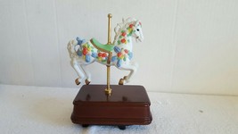 Adorable San Francisco Music Box Company Ceramic Carousel Horse Wood Bas... - $24.99