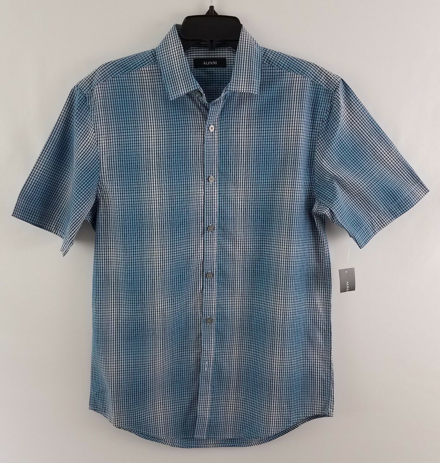 Alfani Men's Variant Grid Pattern Shirt Dull Blue 12112DL436 - Casual ...