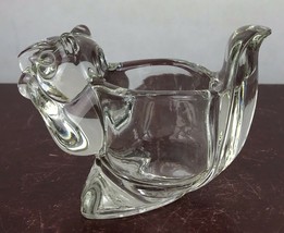 Rare Vintage Large Chipmunk Eating a Nut Clear Glass Avon Candle Holder - $14.03