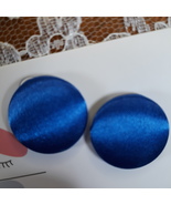ROYAL BLUE Satin Button Earrings - CLIP-ON - Handmade by Rene - $7.00