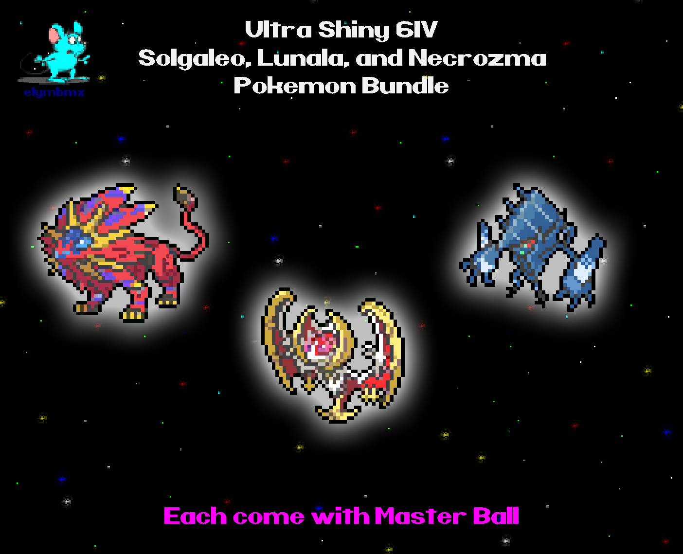 6IV Shiny Legendary Solgaleo Lunala Necrozma Master Balls Pokemon Sword