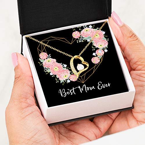 Best Mom Ever Love Forever Heart Necklace 18K Gold Gift For Women - Jewelry For