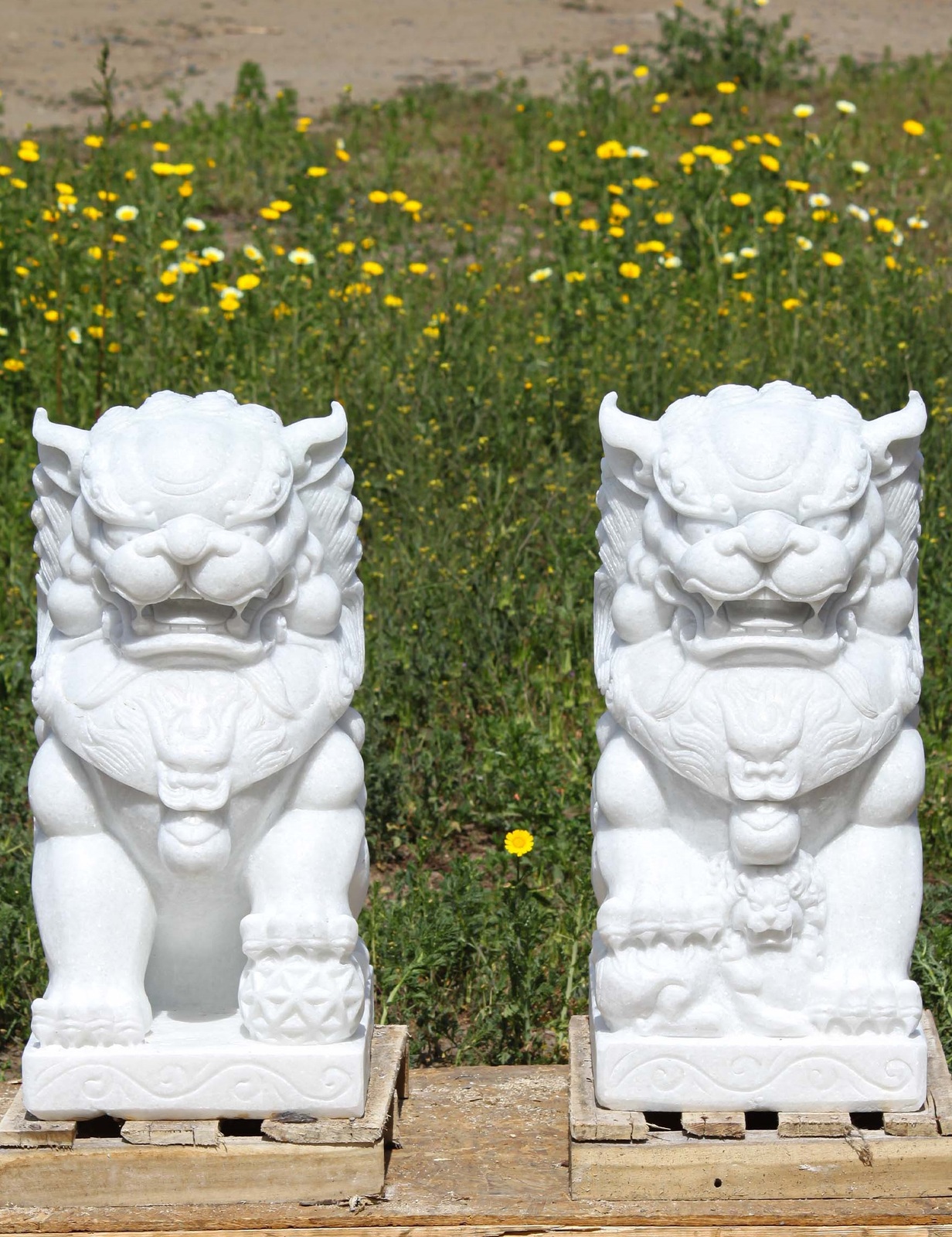 Foo dogs statue Guardian lion Chinese foo dog garden ornament Stone foo ...