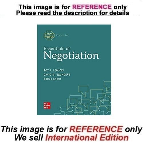 Essentials Of Negotiation By Bruce Barry, Roy J. Lewicki, 7th Edition ...