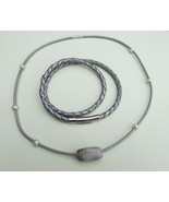 Braided metallic Bolo leather set: necklace - choker - wristband - bracelet - $50.00