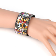 Colorful Cuff Wristband With Stones & Swarovski Style Crystals - $21.99