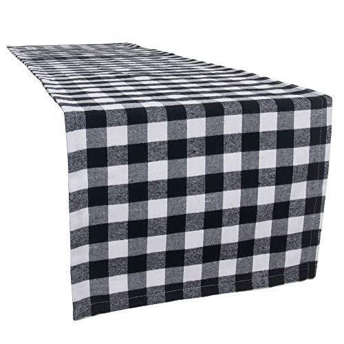 S-DEAL Buffalo Plaid Table Runner Checkered Black and White for Dinner ...