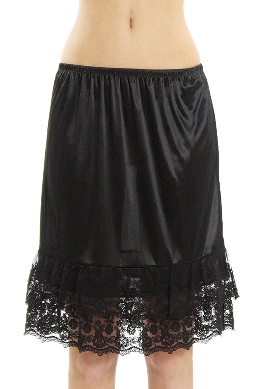 Melody double lace satin half slip skirt extender - 21 length