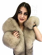 Fox Fur Boa 70' + Tails / Wristbands / Headband Saga Furs Light Beige Fur Stole image 3
