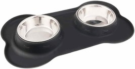 New Pet Bowls Silicone Mat and Double Stainless Steel Dogs Bowl (Small) ... - $7.84