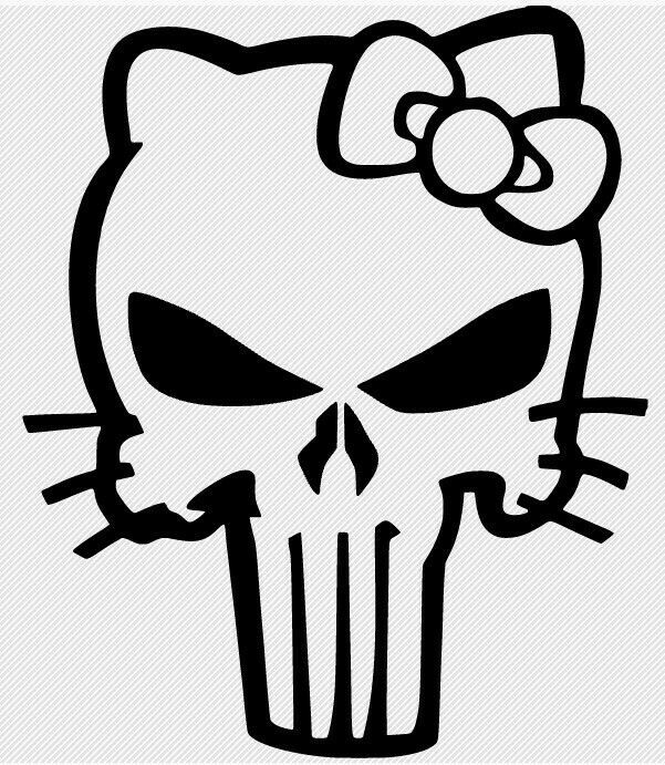 Hello Kitty The Punisher Skull Window Laptop Vinyl Decal FREE GIFT WITH PURCHASE