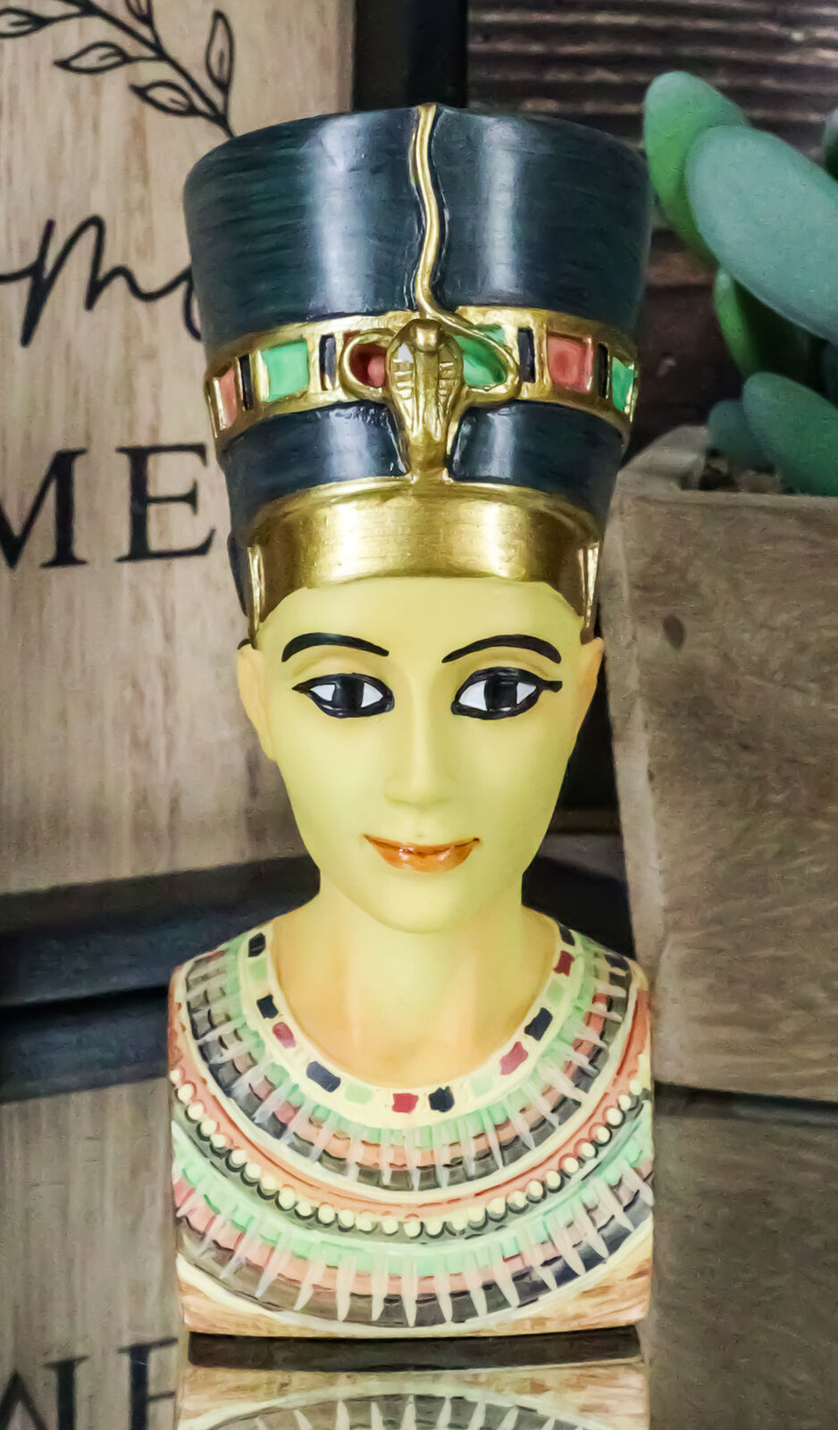 Ancient Egyptian Goddess Beautiful Queen Nefertiti Bust Mini Figurine 4.25H