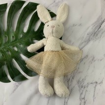 Jellycat Glistening Belle Rabbit Bunny Ballerina Gold Star Tutu Stuffed Animal - $55.43